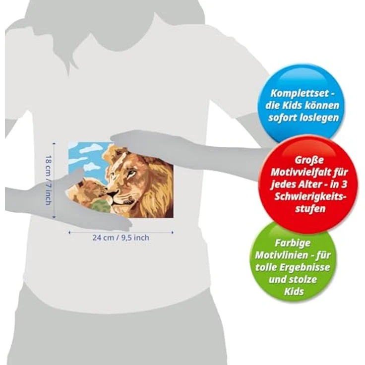 Ravensburger CreArt Malen nach Zahlen, Löwe mit Baby, 14 Acrylfarben, Made in Europe – Bild 6