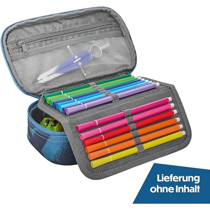 Coocazoo Mäppchen „Graffiti Groove”, blau, großes Federmäppchen mit Reißverschlussfach, Klarsichtfach und Fächern für Geodreieck und Stifte, für ab der 3. Klasse – Bild 2