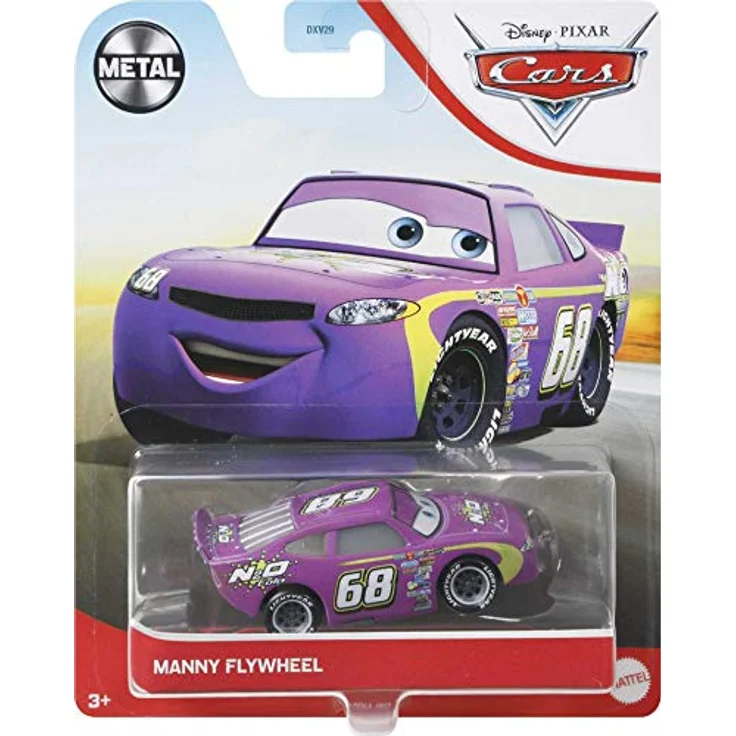Disney Cars Spielzeug-Rennwagen Manny Flywheel GRR54, lila Crown Celesta, 1:55 Mattel Fahrzeug – Bild 4