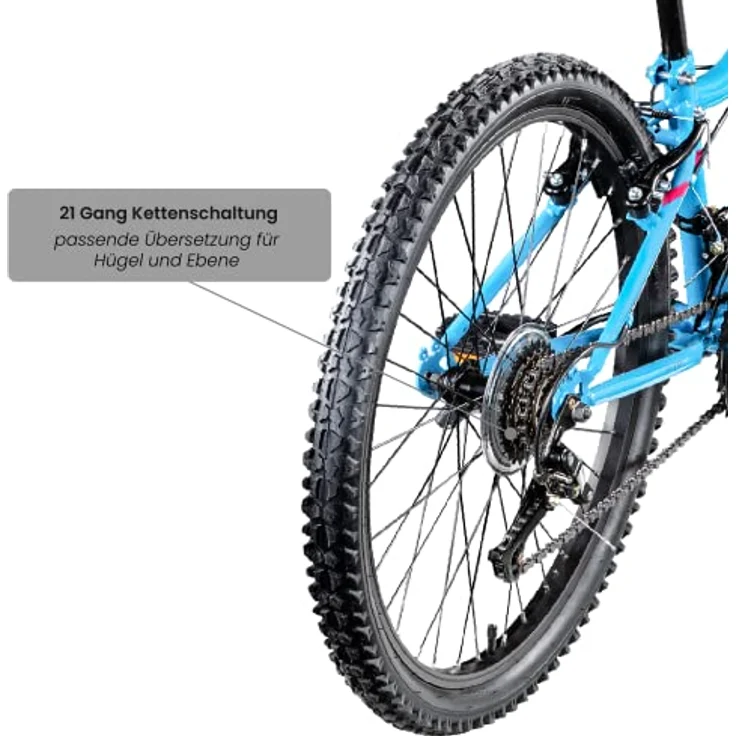 Galano GA20 Mountainbike 24 Zoll Jungen Mädchen Fahrrad für Jugendliche in blau - 21 Gänge, ab 8 Jahre, MTB Hardtail mit Federgabel – Bild 5