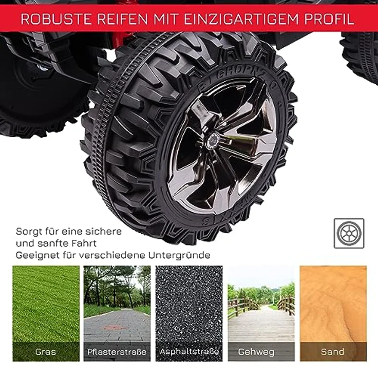 HOMCOM Elektro-Kinderquad, Kinder Elektrofahrzeug mit MP3 und USB, Belastbarkeit 30 kg, Rot – Bild 6