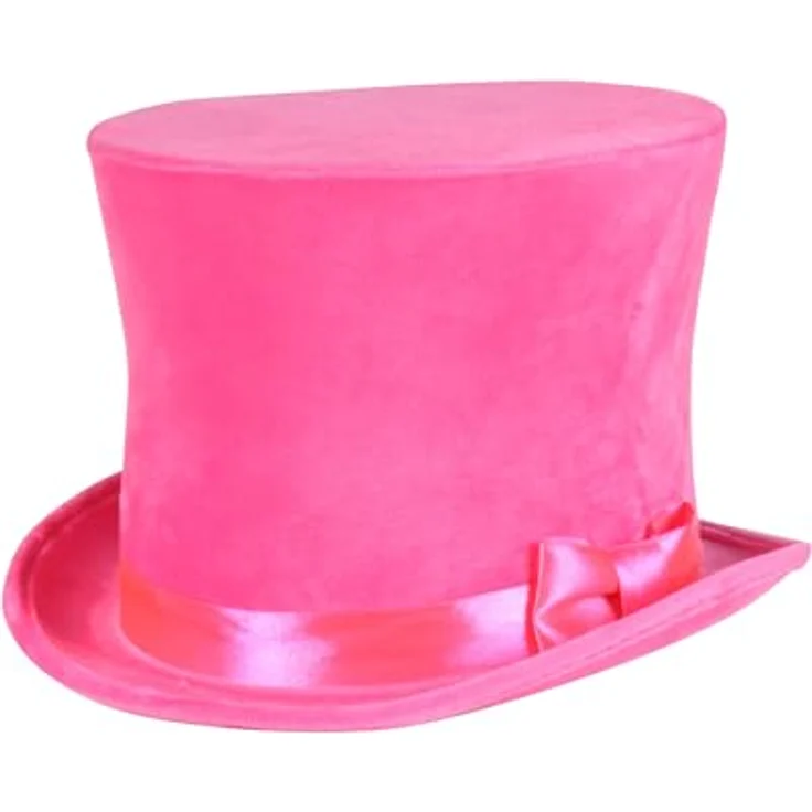 Thetru Zylinder Hut neon pink, Kostümzubehör aus Polyester mit Satinband, Gr. 59/60 – Bild 1