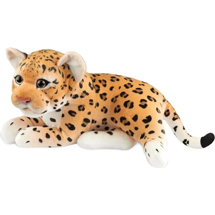 BRUBAKER Leopard Kuscheltier - 30 cm Stofftier - Liegendes Baby Plüschtier Raubkatze - Braun – Bild 2