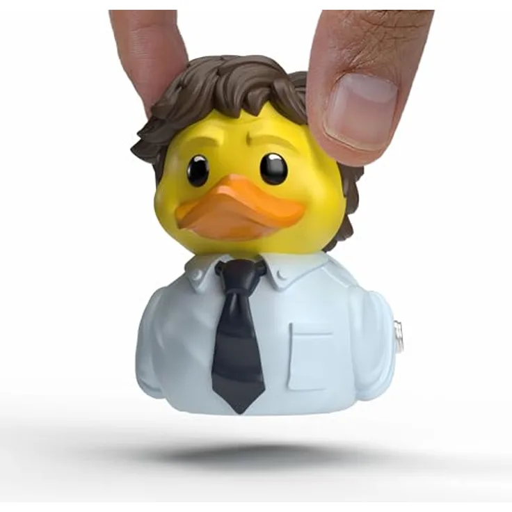 TUBBZ Mini: The Office - Jim Halpert als Cosplay-Gummiente Vinyl-Figur, 5 cm, in Mini-Badewanne mit The Office-Logo