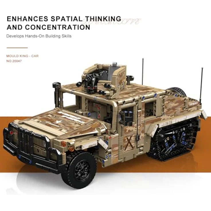 Mould King 20047 Technik Militär-Geländekettenfahrzeug, Bausatz mit 2094 Teilen, Fernsteuerung, drehbarem Sniper-Turm und beweglichen Teilen für Erwachsene und Jugendliche ab 14 Jahren – Bild 5
