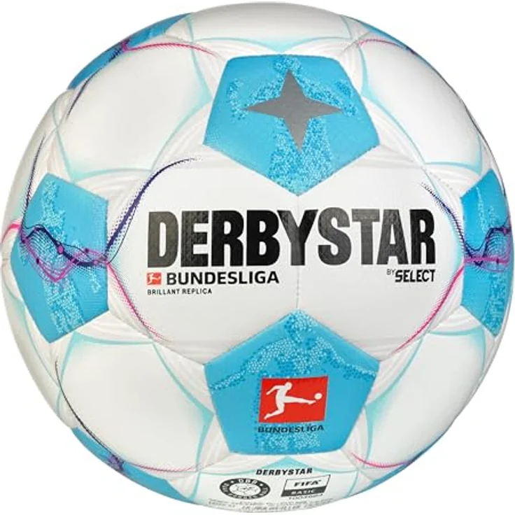 Derbystar Fussball Bundesliga Brillant Replica 2024/2025, Trainingsball 5 - Weiß-Hellblau-Schwarz-Pink – Bild 3