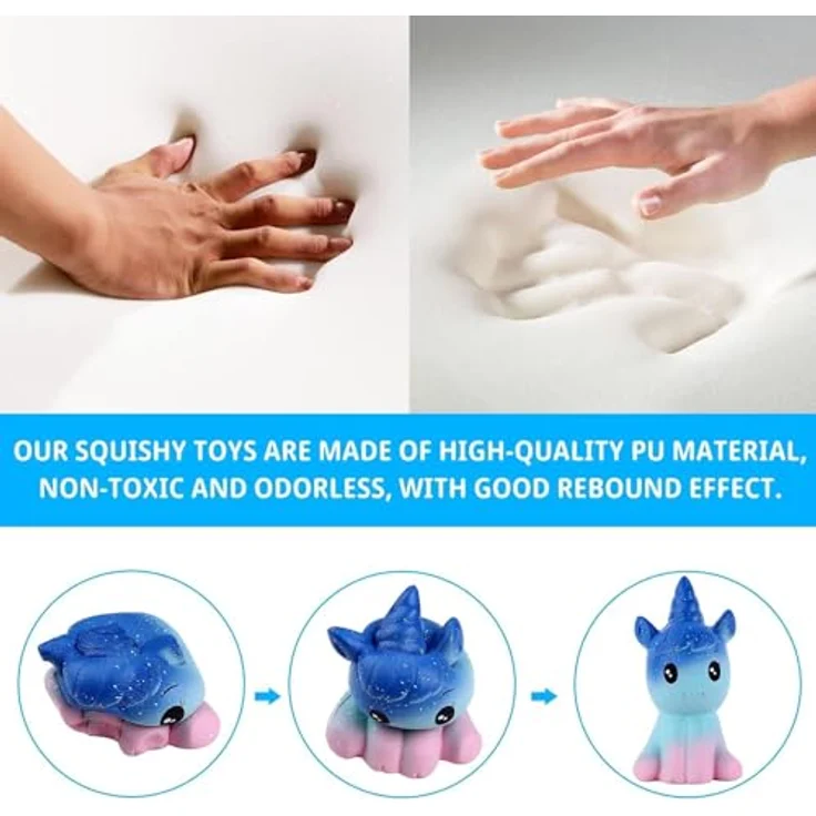 ANBOOR Squishies Einhorn Pferd, langsam steigendes Antistress Squeeze Spielzeug aus PU-Schaum, Galaxy, 7 * 6 * 12,5 cm – Bild 3