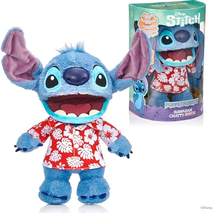 Merkloos Disney Plüsch Hawaiian Chatty Stitch Deluxe, interaktives 32 cm Stofftier mit authentischen Phrasen und Geräuschen – Bild 1