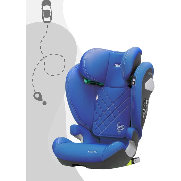 Avova Sora-Fix, Kindersitz für 100-150 cm, 15-36 kg, Sommer Blau, leicht und sicher