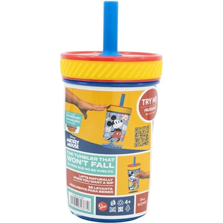 Stor Kippsicherer Kunststoffbecher mit Silikon-Strohhalm von Mickey, BPA-frei, kinderfreundliches Design – Bild 5