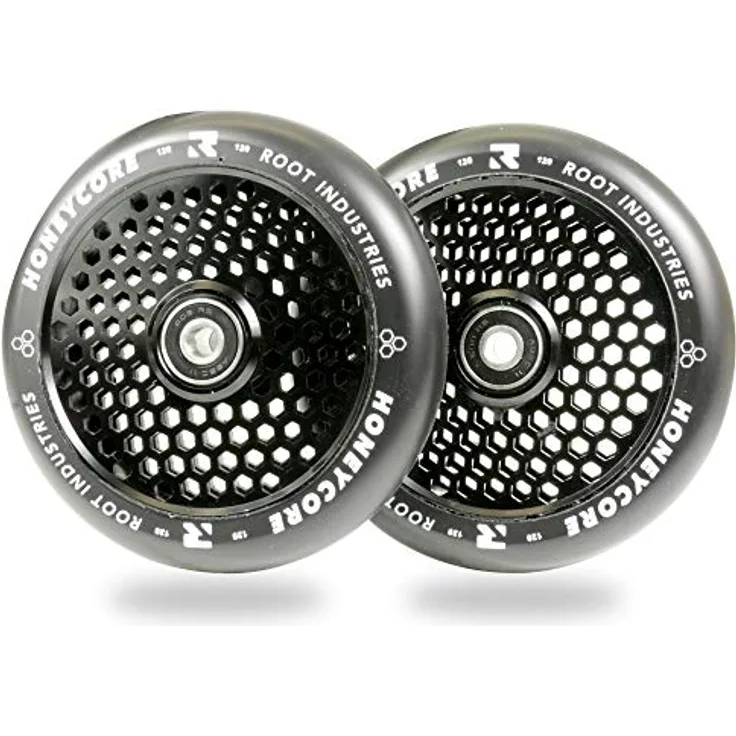 Root Industries Honeycore, Stunt-Scooter Rollen 120mm Schwarz mit Aluminiumkern und ABEC 11 Kugellagern, 2er Pack