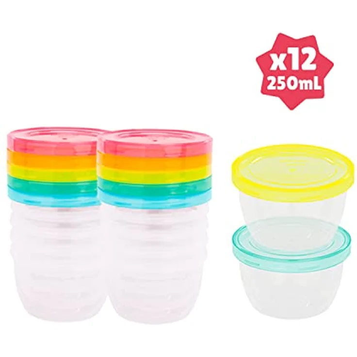 Badabulle Badabowls Aufbewahrungsbehälter für Babybrei - 12er Set, 250ml Füllmenge, auslaufsicher – Bild 3