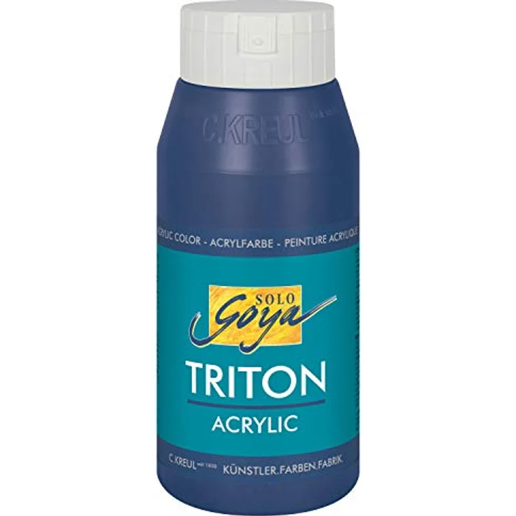Kreul Solo Goya Triton Acrylfarbe dunkelblau, 750 ml, schnell matt trocknend, wasserbasierte Studioqualität, gut deckend und ergiebig – Bild 1