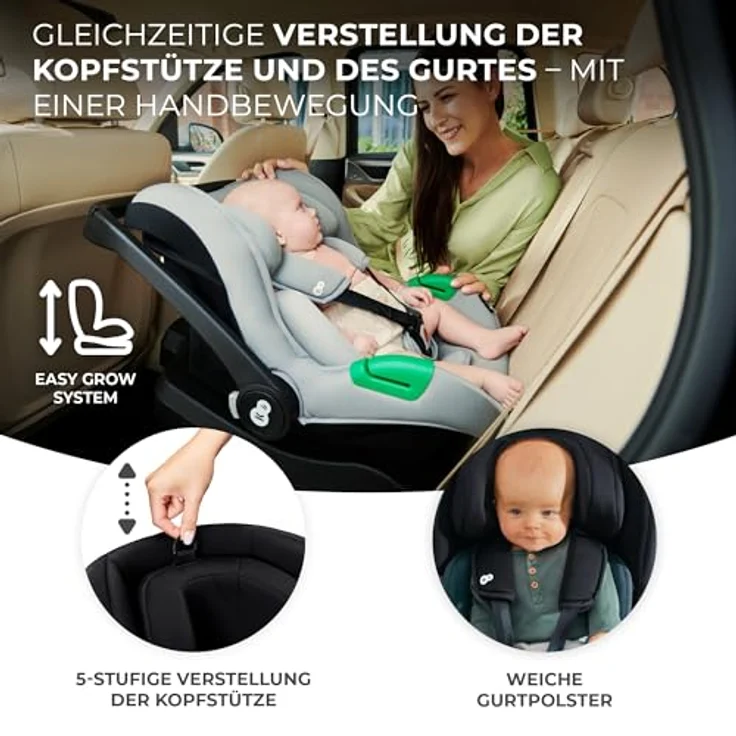 KinderKraft Mink Pro + Base Mink FX, Reboarder für Kinder 40-75 cm, ECE R129/i-Size, integrierter Einsatz, H-Guard System, SPS, einfache Isofix-Montage – Bild 8