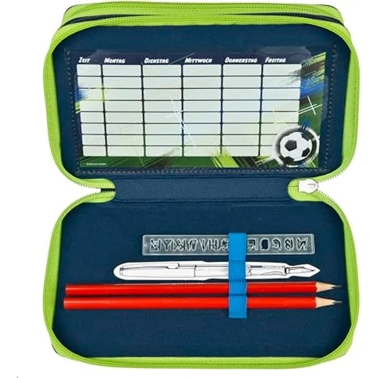 Scooli Tripledecker Soccer Champ, Gefülltes Schüleretui mit 21 Buntstiften, Ergonomisches Design, Robuste Ausführung, Ideal für Schule und Freizeit, ab 6 Jahren – Bild 5