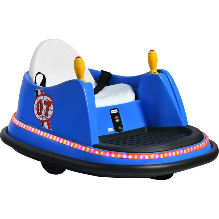 KOMFOTTEU Elektro-Kinderauto Autoscooter, für Kinder von 2-5 Jahren, LED-Lichtgurt, Allradaufhängung, Musikfunktion, blau