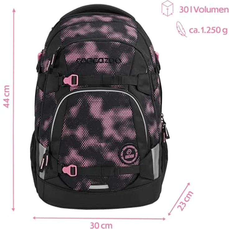 coocazoo Schulrucksack Mate, 100% PFC-frei und bluesign-zertifiziert, in Schwarz – Bild 3