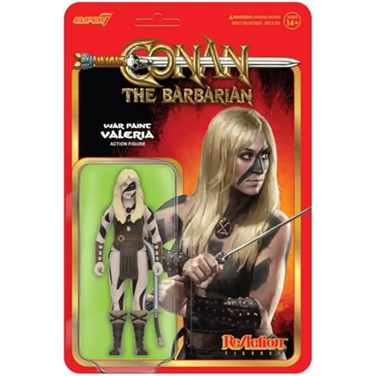 Super7 Conan The Barbarian Reaction Figures Wave 02 - Valeria (War Paint), Actionfigur mit Schwert-Zubehör, 9,5 cm groß