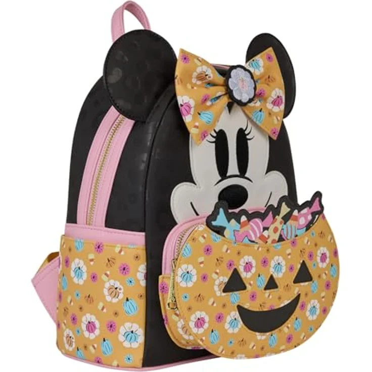 Loungefly Disney Minnie Pumpkin Kindergartenrucksack, 26 cm, strapazierfähiges Polyester und PU-Leder, charmantes Design – Bild 4