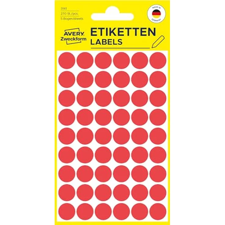 AVERY Zweckform Klebepunkte 3141, rot Ø 12,0 mm, 270 Stück, beschriftbar – Bild 8