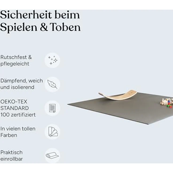 Ehrenkind® Krabbelmatte PRO, extra dick und soft, Oeko-Tex 100, 180x120cm, hellgrau, Made in Germany – Bild 3