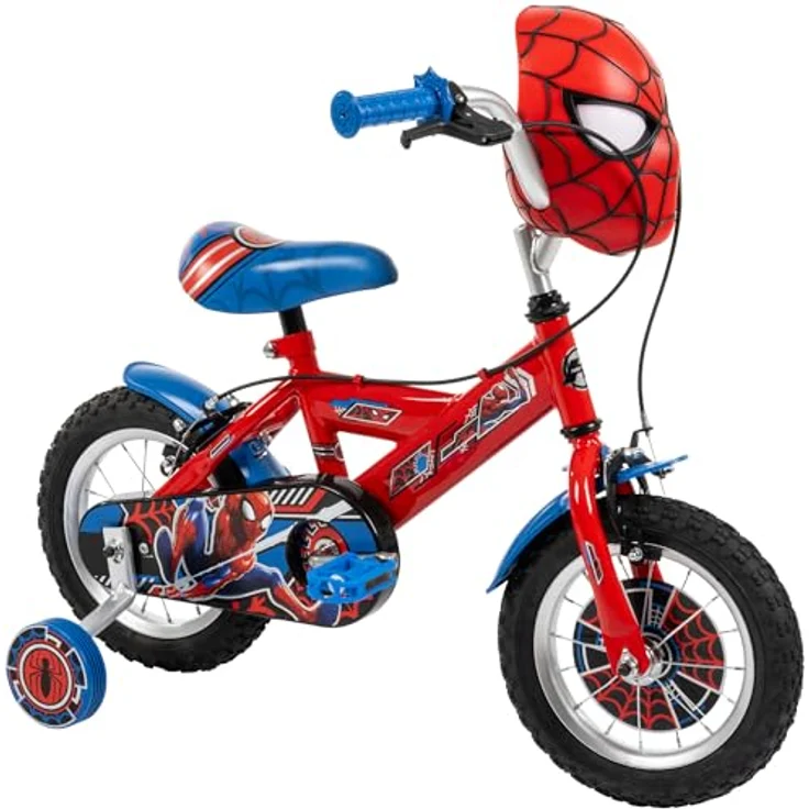 Huffy Spiderman 12" Kinderfahrrad 3-5 Jahre - Rot, mit Lenkerverkleidung, Lichtern und Geräuschen – Bild 1