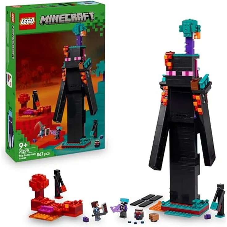 LEGO Minecraft 21279 Der Enderman-Turm, Modularer Bausatz mit 4 Figuren, 867 Teile, Mehrfarbig