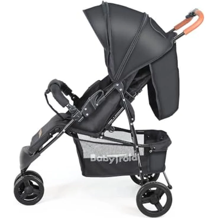 Babytrold Easy Go Buggy, verstellbar, bis 22 kg, Schwarz, mit Netz & Korb, verstellbarer Fußstütze, leicht und kompakt faltbar – Bild 7