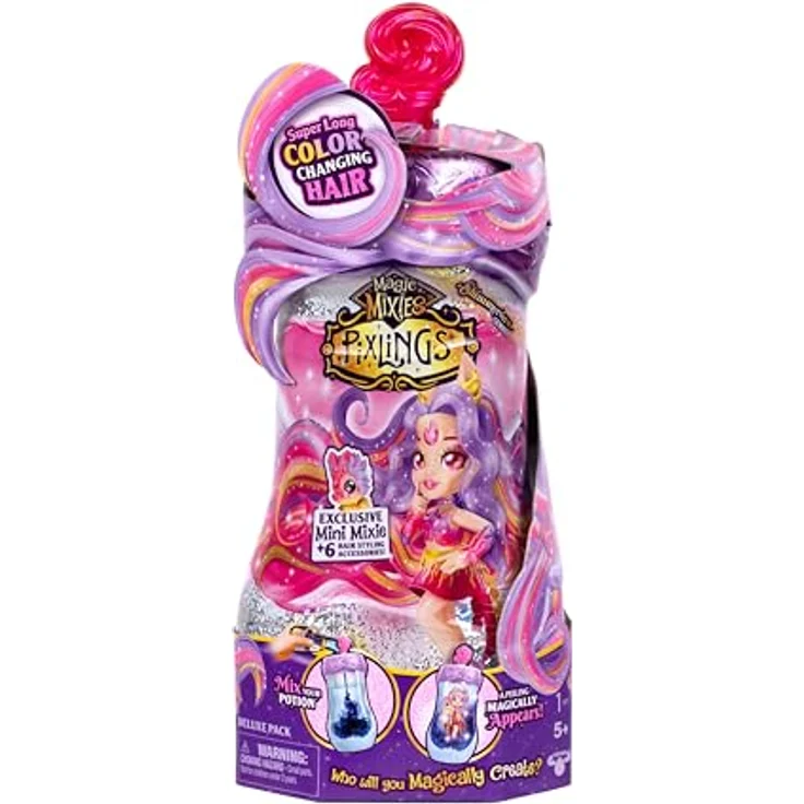Moose Anziehpuppe Magic Mixies Galaxy Hair Pixling - Fiery Firensai, Ankleidepuppe mit langen farbwechselnden Haaren – Bild 3