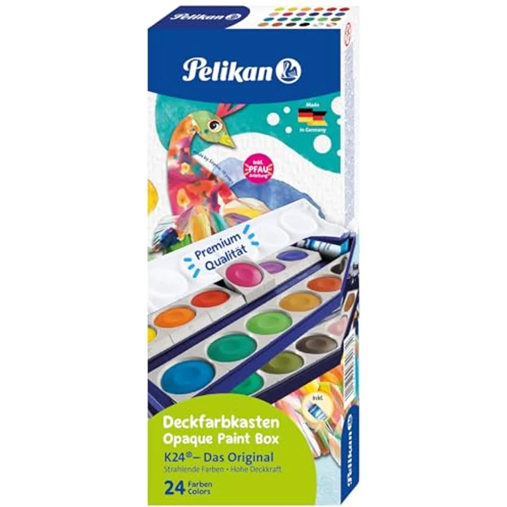 Pelikan Farbkasten K24®, 24 Qualitätsfarben und Deckweiß, abnehmbarer Deckel mit großen Mischtöpfen – Bild 5