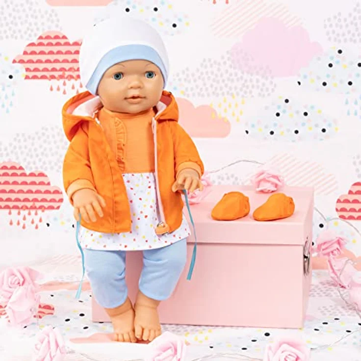 Bayer Puppenkleidung Kleid/Hose orange (Set, 5-tlg) - Fröhlicher Farbmix, leichtes Anziehen – Bild 4
