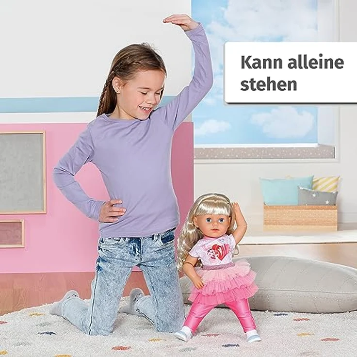 BABY born Sister Play & Style 43cm mit 7 lebensechten Funktionen ohne Batterien, inkl. Outfit und BABY born Zubehör für Haarstyling, beweglicher Kopf, Arme, Beine und Hüfte, 835401, Zapf Creation – Bild 4