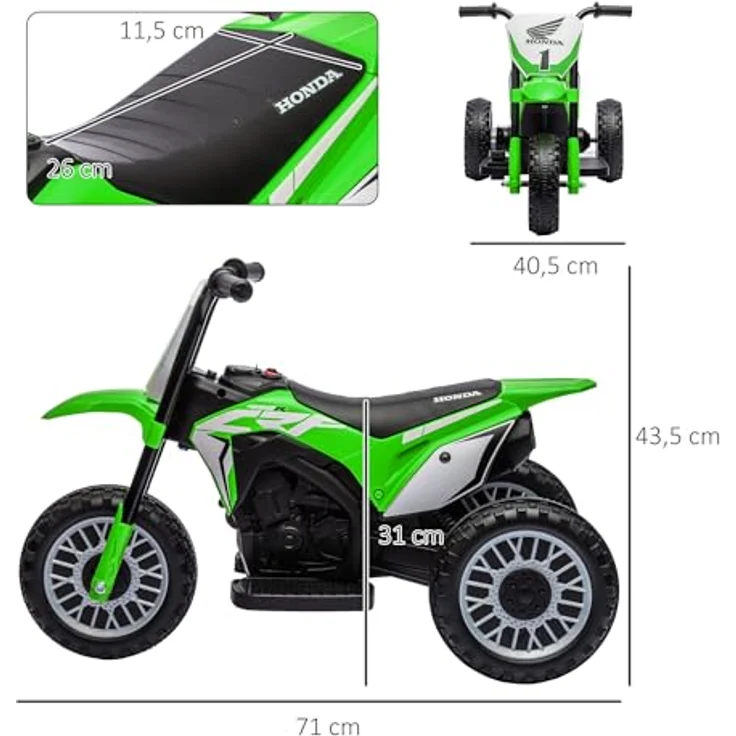 HOMCOM Elektro-Kindermotorrad 6V Kinder-Elektromotorrad, Honda CRF450RL, Offiziell lizenziert, für 18-36 Monate, Grün – Bild 5