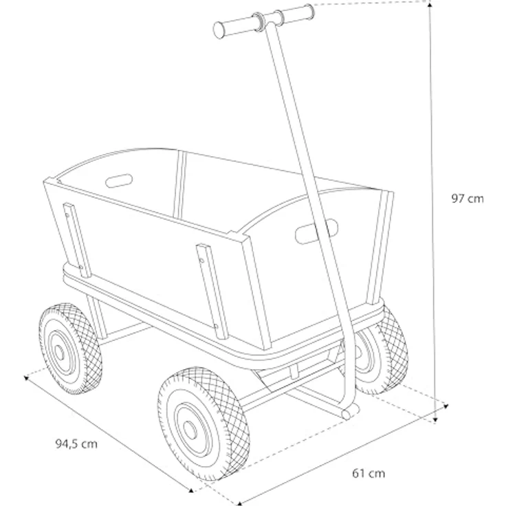 Ambia Garden Bollerwagen, Braun-Grün, aus Holz und Metall, 95x97x61 cm, CE-zertifiziert, ideal für Baby und Kind – Bild 5