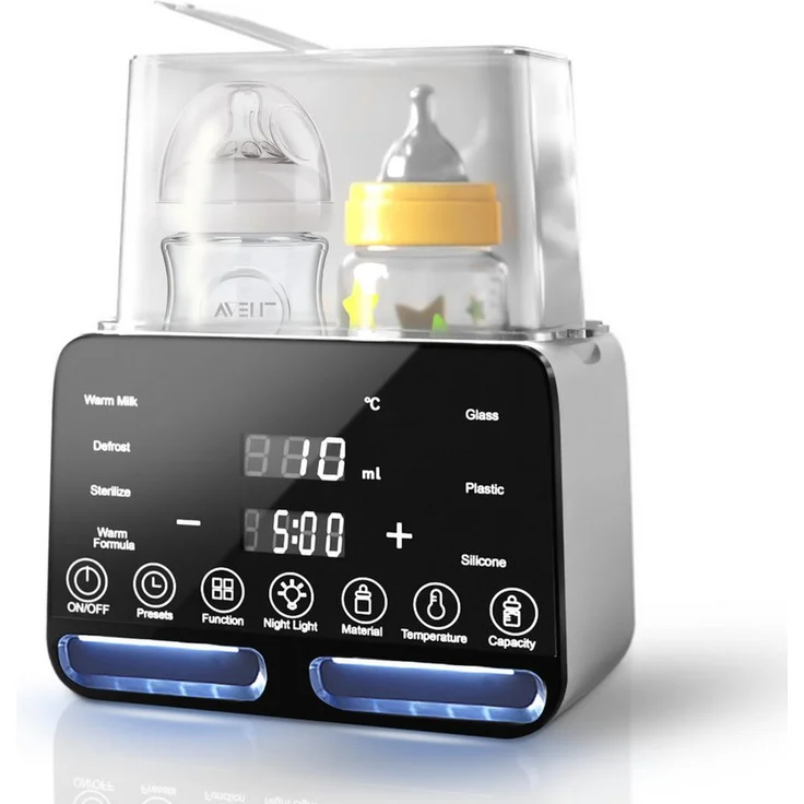 CkeyiN Babyflaschenwärmer 10 IN 1, mit konstanter Temperatur 24h, doppelt, Timer-Funktion, BPA-frei, Touchscreen