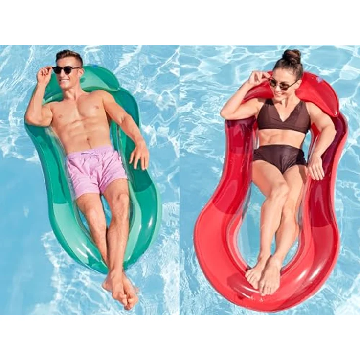 Bestway Hydroluxe Lounge Luftmatratze, 1.60m x 84cm mit Kopfstütze und Netz-Liegefläche, sommerliches Design – Bild 7