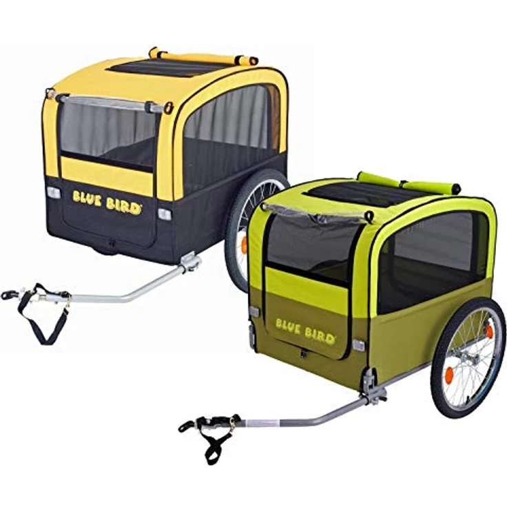 Blue Bird Fahrradhundeanhänger, faltbar, Stahlrahmen, hellgrün olivgrün, zulässiges Gesamtgewicht 40 kg, Innenmaß 79 x 63 x 61 cm – Bild 1