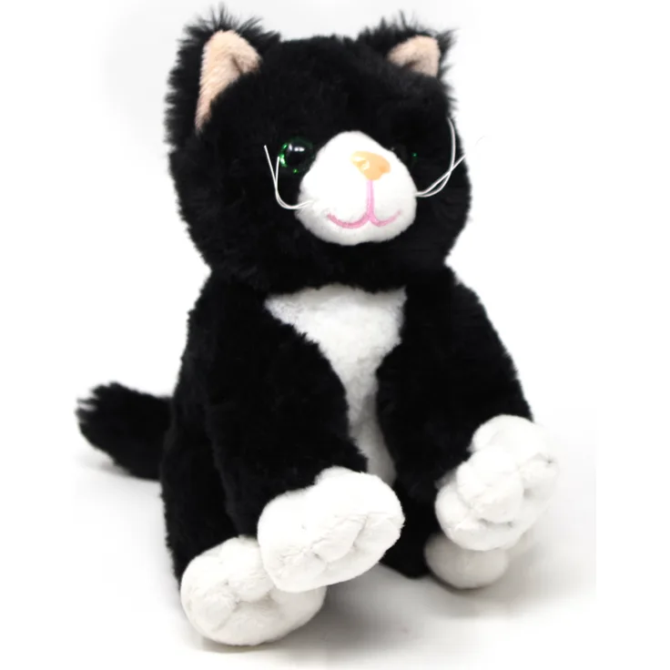 Cornelissen Kuscheltier schwarze Katze, 19 cm hoch mit weichem Polyesterfell und Knopfaugen
