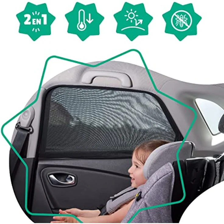 Badabulle Auto-Sonnenblende, 2er Pack Sonnenschutz für Seitenscheiben, Universalgröße für 110 cm x 60 cm, atmungsaktiv und inkl. Transporttasche – Bild 5