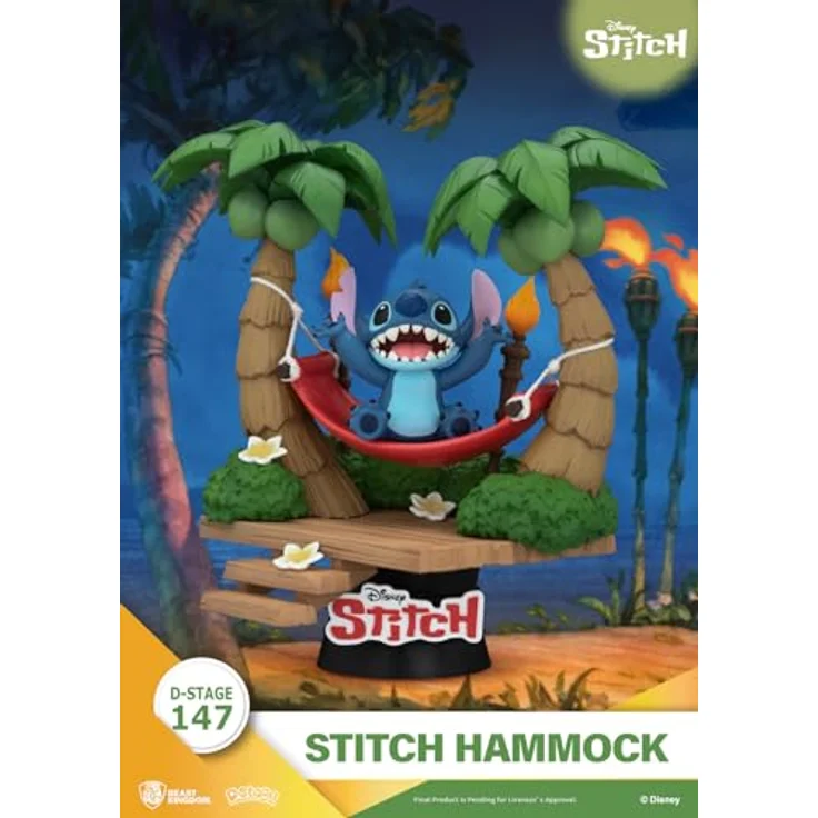 Beast Kingdom D-Stage Diorama PVC Figur, Lilo & Stitch Stitch in der Hängematte, 15,2 cm, 360-Grad-Design – Bild 5