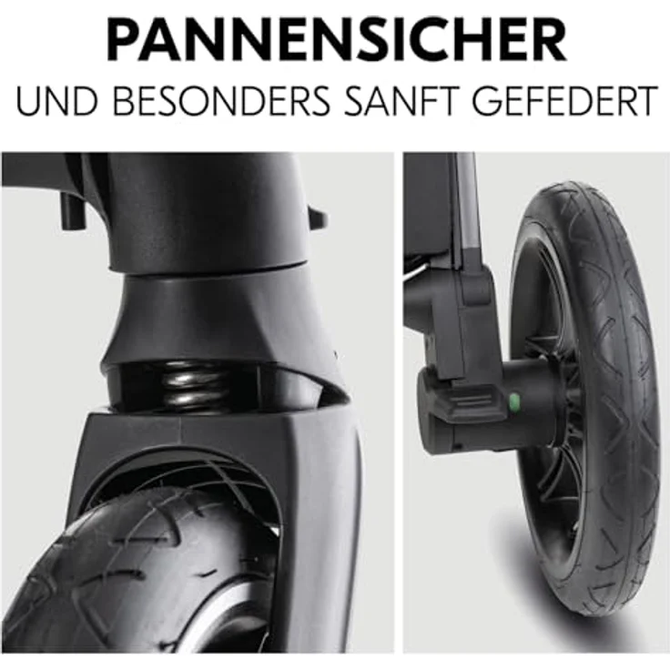 Hauck Kombikinderwagen Comfort N Care Set, Schwarz, mit 5-Punkte-Gurt, abklappbarer Fußstütze, Federung und abnehmbarer Verdeckung – Bild 6