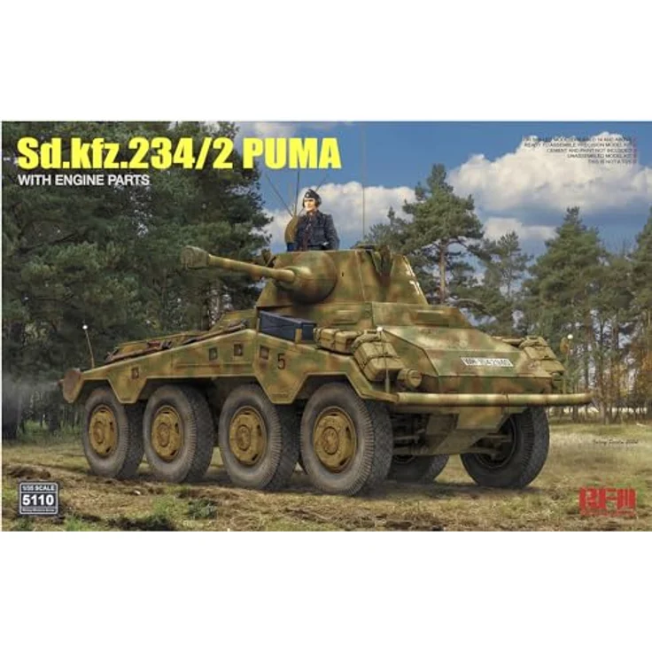 Rye Field Model Sd.kfz 234/2 Puma, hochwertiges Modellfahrzeug mit Motorenteilen und detailgetreuer Nachbildung – Bild 7