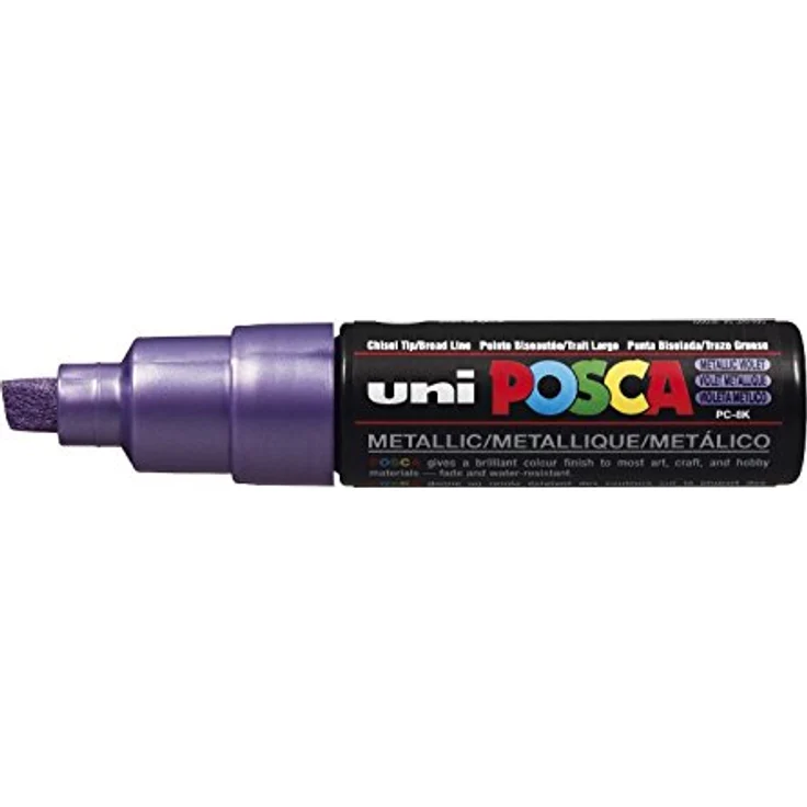 Uni-Ball 182688 - POSCA Marker mit breiter Keilspitze, violet metallic, Filzstift mit farbechten Pigmenten für alle Oberflächen – Bild 2