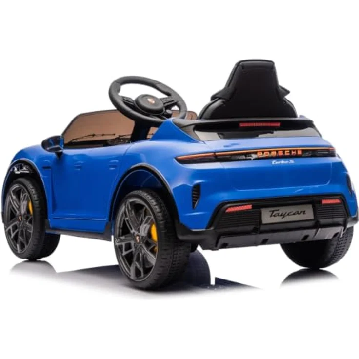 Vrooomy Porsche Taycan Turbo S Kinder Elektroauto, 12V mit Fernbedienung, für 1 bis 5 Jahre, Blau, MP3-Player, LED-Scheinwerfer, sanfter Anlauf – Bild 2