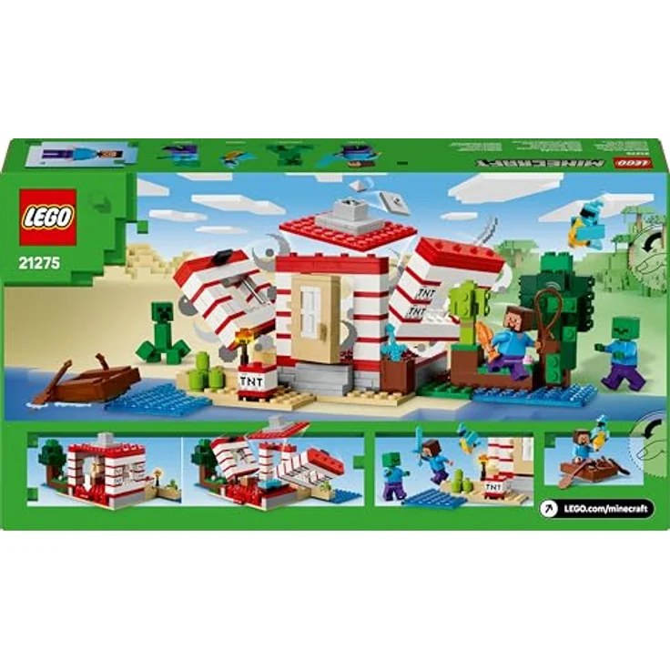 LEGO Minecraft 21275 Das TNT-Dschungelhaus Bausatz, Spielset mit Sprengfunktion und 3 Figuren, Mehrfarbig, 287 Teile – Bild 8