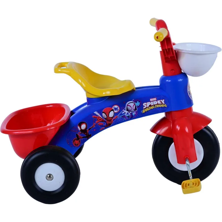 Volare Kinderfahrrad Dreirad Marvel Spidey Fahrrad für Jungen Kinderrad in Blau, offiziell lizenziertes Produkt, Korb, 25 kg Tragfähigkeit