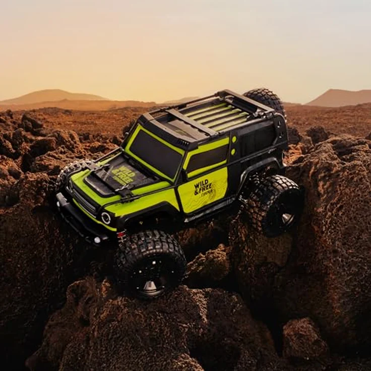 Overmax X-Vast RC Auto 4x4 Offroad Crawler 1:10 mit LED, 2 Akkus, Öldruckstoßdämpfer, 30 km/h, Neongrün – Bild 2