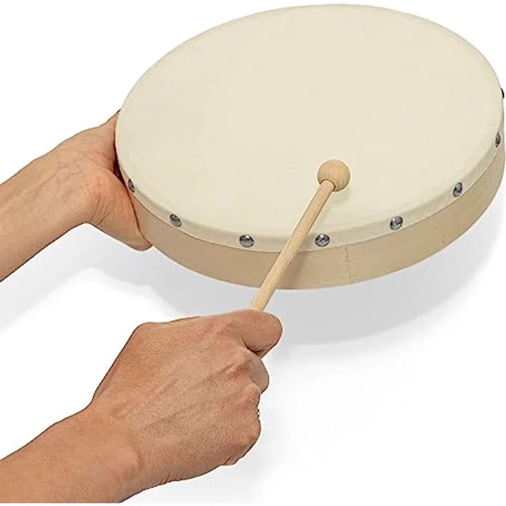 World Rhythm HD-10 Handtrommel - 10 Zoll vorgestimmte Rahmentrommel - Inklusive Schlägel – Bild 4