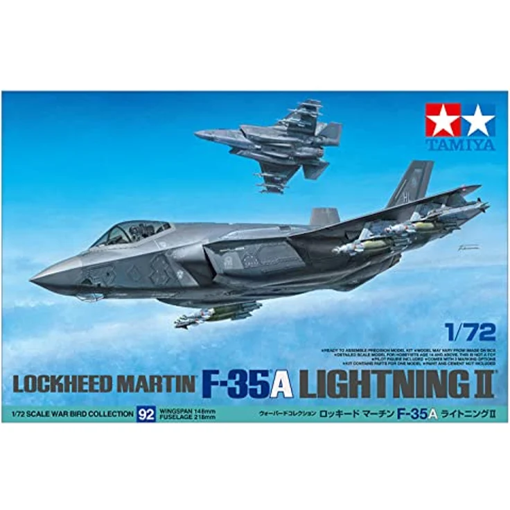 TAMIYA 60792 1:72 F-35A Lightning II Modellflugzeug Bausatz, originalgetreue Nachbildung, unlackiert, Mehrfarbig – Bild 2