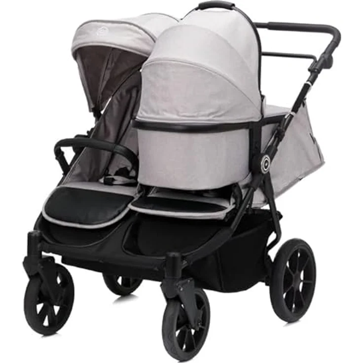 Fillikid Babywanne für Zwillingswagen Duette, komfortable Liegefläche 30 × 75 cm, grau – Bild 3